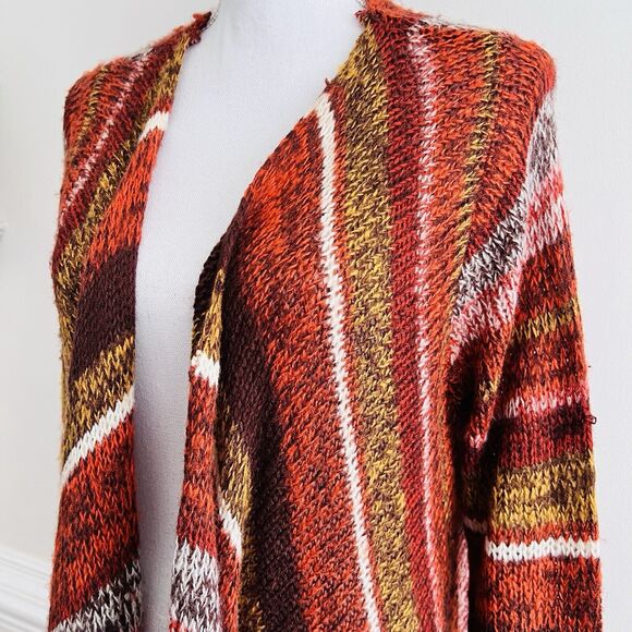 New Directions Striped Cardigan in Orange, Brown & White. Size L. EUC. - Picture 5 of 8